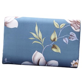 Plaid Print Cotton Pillow Case Covers for Contour Neck Memory Foam Pillow Pillowcase with Zipper (Blue flowers)