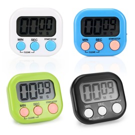 Farerkass Set of 4 Egg Timers, Digital Timer, Digital Stopwatch, Children with Folding Stand and Display, Kitchen Timer, Suitable for Kitchen, Sports and Study, Kitchen Timer