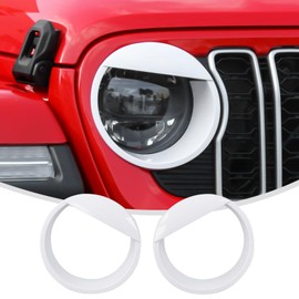 Linksip Angry Eye Headlight Covers Compatible with 2024 2025+ Jeep Wrangler JL 4XE & Gladiator JT Sport Rubicon Sahara Willys Mojave, Head Lamp Angry Bird Bezel Rings, Exterior Accessories(White)