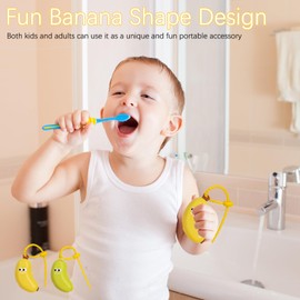 SAMIQU 2Pack Travel Toothbrush Head Cover - Banana Toothbrush Protector with Toothpaste Case, Portable Organizer for Electric & Manual Toothbrushes,Suitable for for Travel, Camping and Home Use