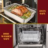 E-far 14 x 10.6 Inch Roasting Pan, Stainless Steel Turkey