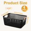 Tioncy 4 Pcs Plastic Mesh Baskets with Wood Handle Woven