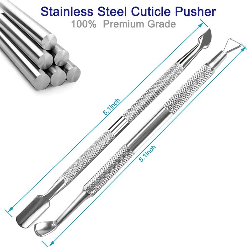 Pingispower Cuticle Pusher Set, 2 Pieces Professional Cuticle Cutter and