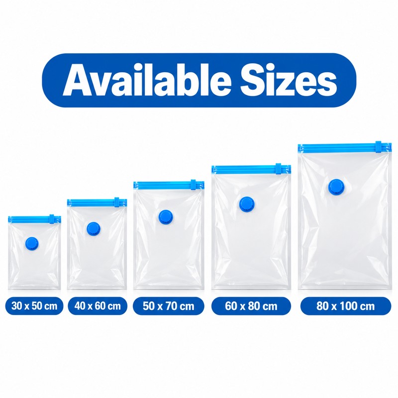 Vacuum Storage Bags for Clothes – 6-Pack 30x50cm Reusable Compression