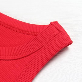 GEMBERA Womens Sleeveless Racerback High Neck Basic Ribbed Knit Fitted Tank Top Red M