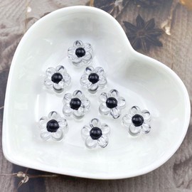 150Pcs Acrylic Flower Beads Candy Color Transparent Plastic Pastel Spacer Beads with Hole for DIY Crafts Wind Chimes Suncatcher Necklaces Bracelets Earrings Jewelry Making(Black)