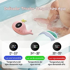 Termómetro Flotante para Bañera, Termómetro del Baño con LED Pantalla, Visualización Precisa de La Temperatura del Agua, Seguro y Fiable, Simpático...