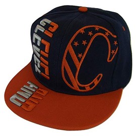 BVE Sports Novelties Cleveland Raised Text Adjustable Snapback Baseball Cap (Navy/Red)