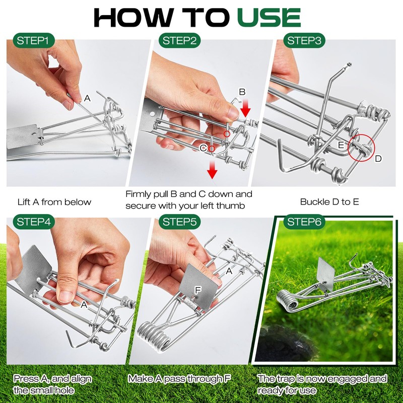 Qualirey 12 Pcs Outdoor Gopher Trap Easy Set Mole Trap