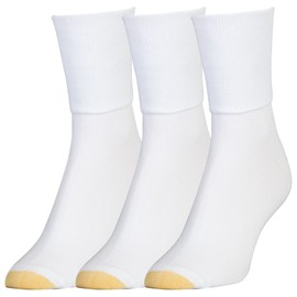 GOLDTOE Women's Anklet Socks, 3-Pairs, White, Large