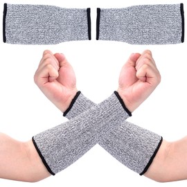 YALOJE 2PCS Arm Guards Cut Resistant Sleeves, Breathable Arm Protectors for Thin Skin, Reusable Protective Arm Sleeves for Gardening, Dog Biting, Working - Grey, 21cm
