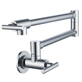 VAKITAP Wall Mount Pot Filler Faucet, Brass Pot Filler Folding Stretchable with Double Joint Swing Arm, Commercial Contemporary Filler Faucets, 3004-CH