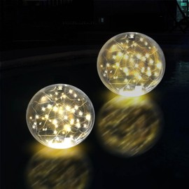 SATXTREM Upgrad 14 Inch Floating Pool Light Solar Powered,3000K Warm White LED Inflatable Glow in The Dark Ball That Float,IP68 Waterproof for Christmas Decorations Outdoor Gift Ornaments