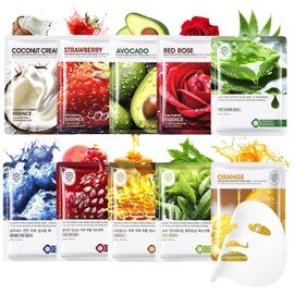 10 Stück Gesichtsmaske Frauen, Daily Care Tuchmasken Beauty, Feuchtigkeitsspendende Gesichtsmasken, Tuchmasken Gesicht für Teenager-Mädchen und Frauen, Beruhigend und Pflegende Feuchtigkeitsmaske