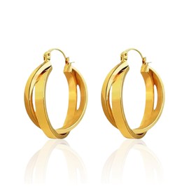 18K Gold Plated Hoop Earrings for Women Lightweight Gold Double Hoop Earrings