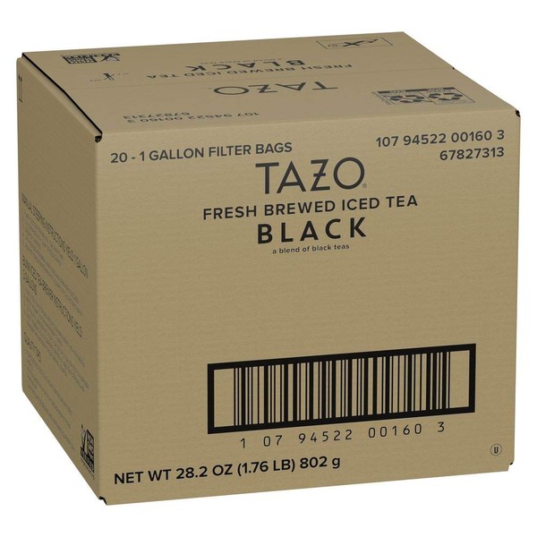 TAZO Fresh Brewed Black Iced Tea, Unsweetened, Makes 1 Gallon (Pack of 20)