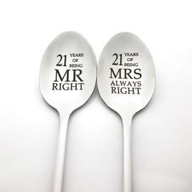 21 Year Anniversary Spoon Gifts for Couples 21st Wedding Anniversary Present for Husband Wife 21 Year Anniversary Spoon Gift for Him Her Parents 21 Years of Marriage Gift