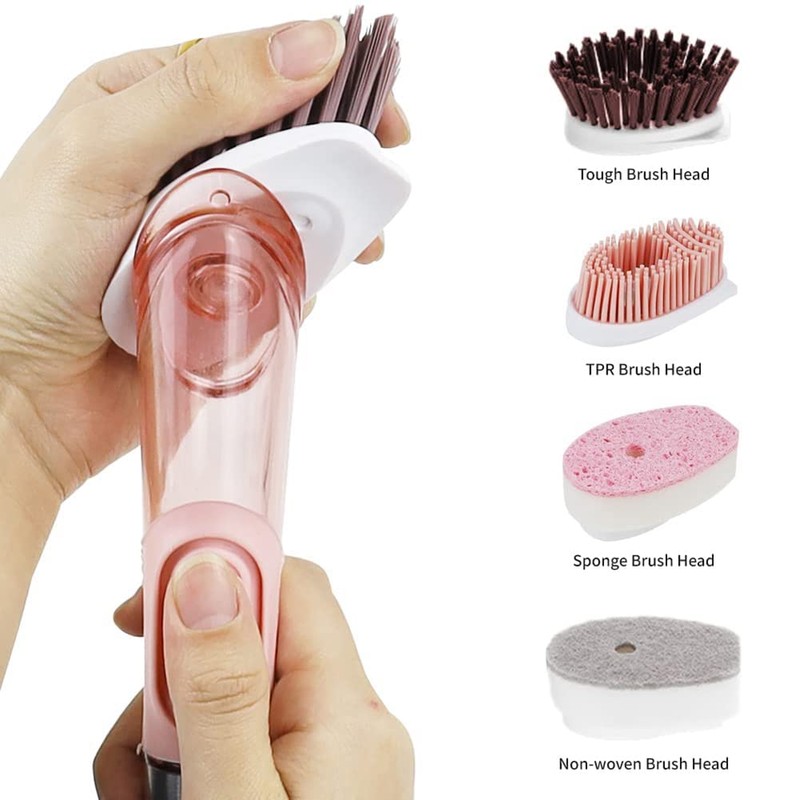Wisboey Dish Cleaning Brush-Soap Dispensing Dish Brush Set & 4