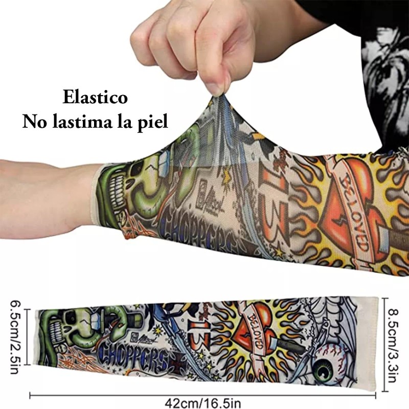 Tattoo 6 Piezas Manga Protectora Sol Tatuaje Licra Unitalla Unisex