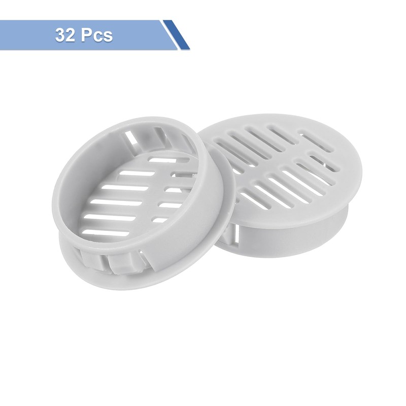 uxcell Round Soffit Vents 1 inch, 32Pcs Light Grey Plastic