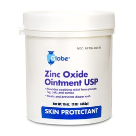 Globe Zinc Oxide, Soothes, Prevents Relieves Diaper Rash Chaffed Skin, 16 oz JAR
