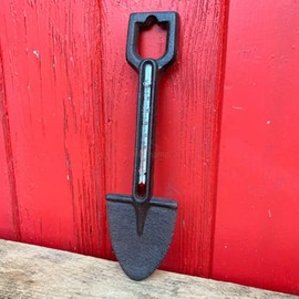 Vintage Cast Iron Outdoor Garden Tool Wall Spade Hanging Weather Thermometer