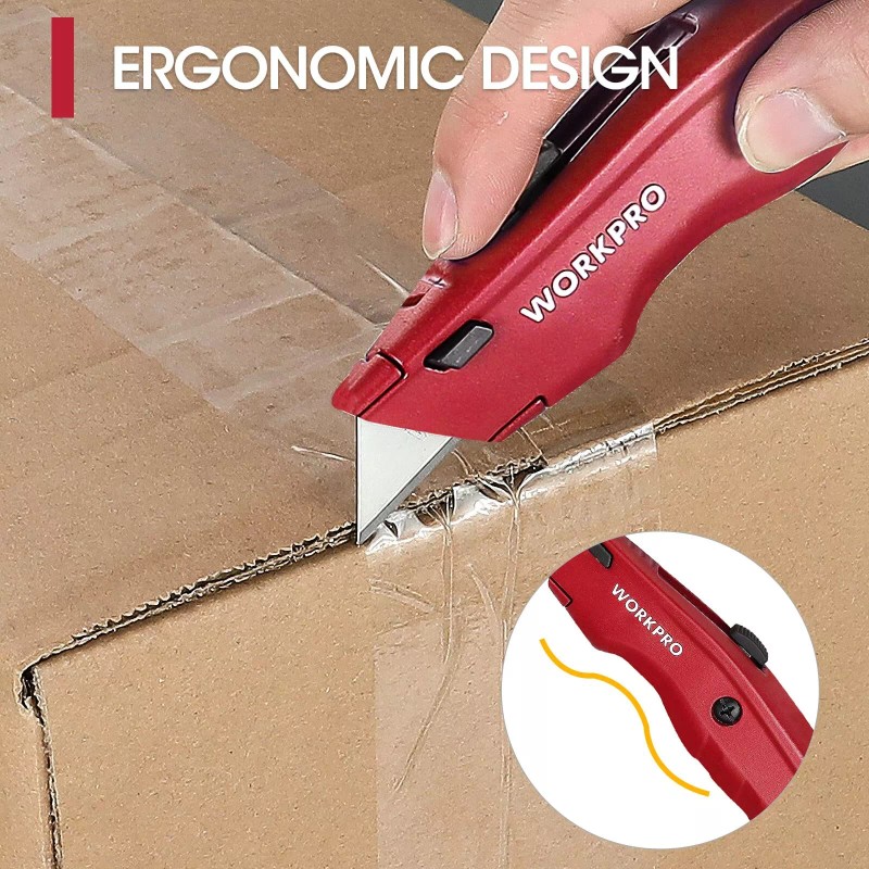 WORKPRO 3PCS Retractable Utility Knife Heavy Duty Box Cutter Quick