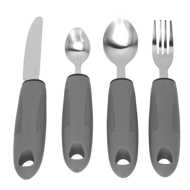 4Pcs Adaptive Utensils Weighted Non Slip Rubber Handle for Hand