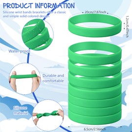 kymqlyw 120 Pcs Plain Silicone Rubber Bracelets Solid Color Rubber Wristbands Sports Elastic Rubber Bands for Stretch Silicone Wristband Wrist Bands for Women Men Teen Part Decorations Gifts (Green)