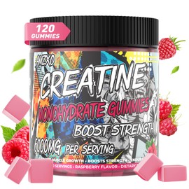 AMZXO Creatine Monohydrate Gummies 6g for Men Women,Complex Creatine Monohydrate Chewable for Muscle Strength,Muscle Building,Energy Boost,Pre-Workout Energy Supplement,Vegan Raspberry - 120 Count
