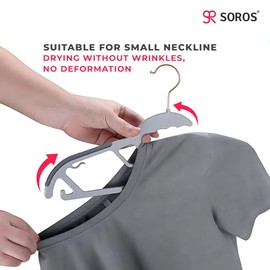 SOROS Clothes Hangers with Non-Slip Pads, Space Saving, 6 mm Thickness, Super Lightweight Organizer, Clothes Hanger for Wardrobe, Clothing Hanging (Pack of 10, DH19PLGRB)