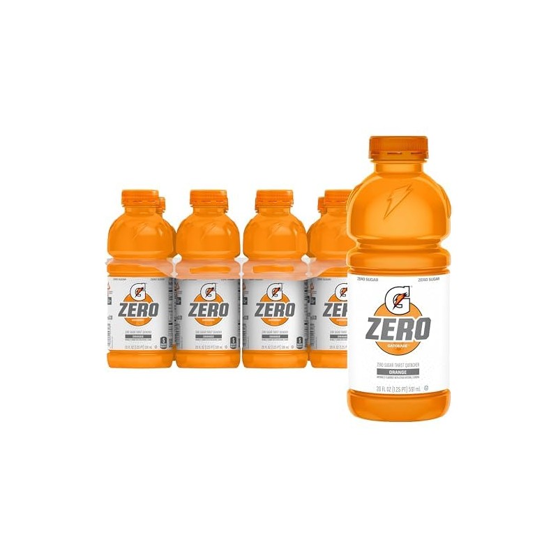 Gatorade Thirst Quencher Zero Sugar Sports Drink, Orange, 20oz Bottles,