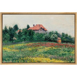 SIGNFORD Framed Canvas Print Wall Art Countryside Floral Fields Oil Painting Vibrant Nature Scenery Illustrations Modern Art Minimal Relax/Calm for Living Room, Bedroom, Office - 16"x24" Natural