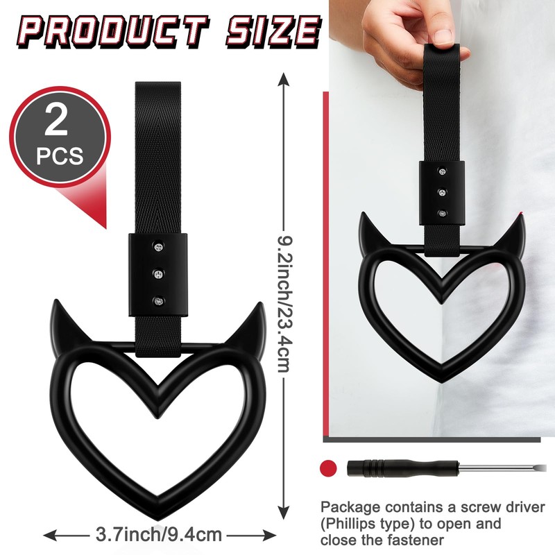 Fabbay 2 Pieces Heart Handle Ring Bumper Warning Car Accessory