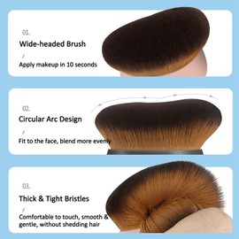 Extra Large Body Makeup Brush, 2 In 1 Self Tanning Applicator Kit - Back Tanning Applicator & Wide-Headed Body Kabuki Brush For Self Tanner, No Streaks, Silky Glide, Leg Makeup & Bronzer Blend