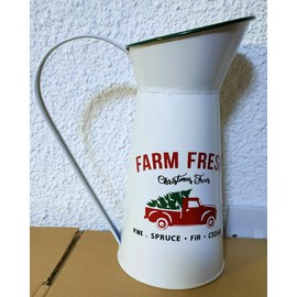 Farm Fresh Large Xmas Metal Jug Christmas Festive Themed 26cm