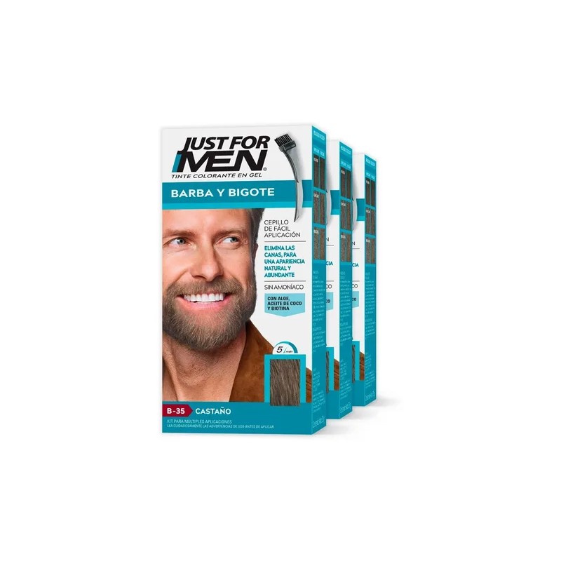 Tinte Just For Men Barba Y Bigote Castaño (b-35) 3-pack