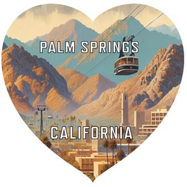 Palm Springs California Travel Souvenir Destination Die Cut Heart Shaped Decorative Flat Magnet 2-Inch