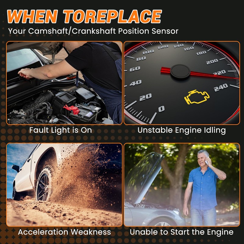 Blshwez Camshaft & Crankshaft Position Sensor [Set of 3], Compatible