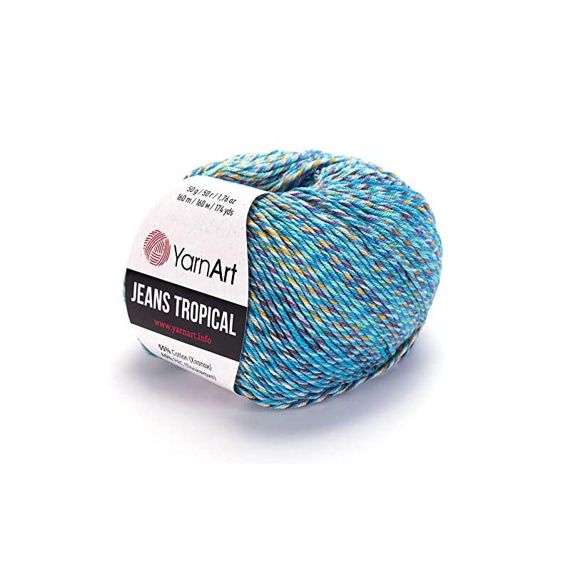 55% Cotton 45% Pac YarnArt Jeans Tropical Multicolor Sport Yarn