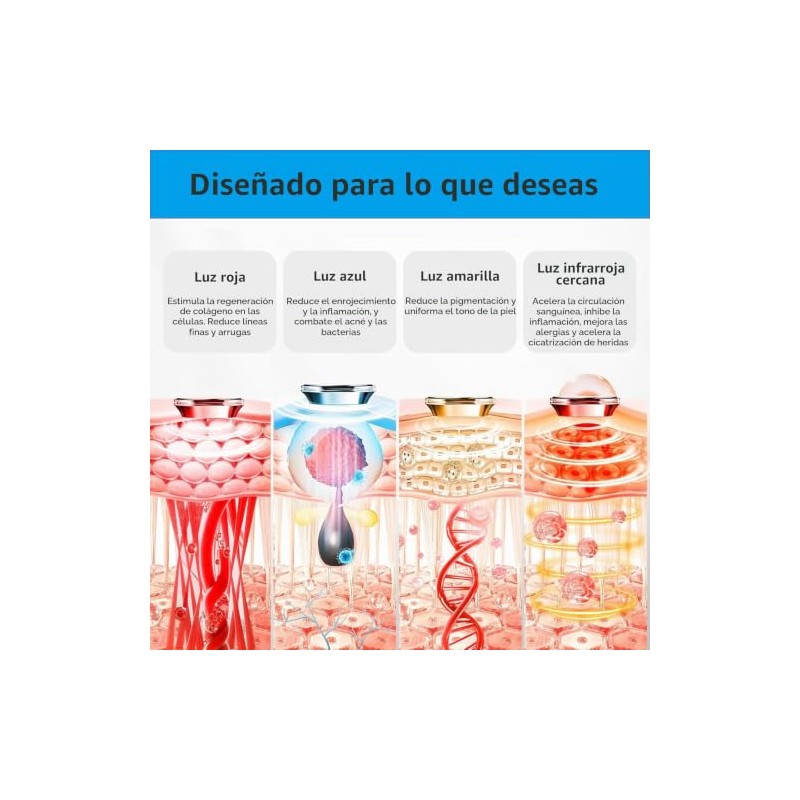 Mascarilla de terapia de luz roja para el rostro, negra.