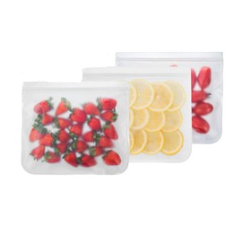 Reusable Gallon Freezer Bags with Zip - PEVA Food Storage Bags Resealable Ziplock Bags Leakproof for Marinating Meats, Fruits, Veggies, Sandwich, Snack, Cereals, Soup & Sauce 3PCS-L