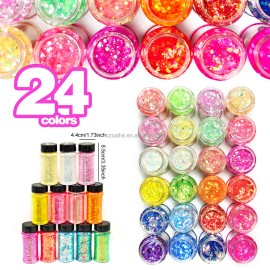 s Holographic Chunky Glitter 24 Colors Super Flash Color 57g Per Bottle for Nails Face Tumblers Body Hair Epoxy Artcolor: Set12-24 mix colors/Christmas Glitter