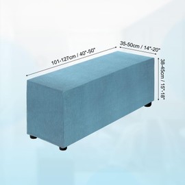 uxcell Stretch Ottoman Cover Rectangular Oversized Square Ottoman Slipcover with Elastic for Foot Stool Living Room Bedroom Fit Length 101-127cm / 40"-50", Large, Blue
