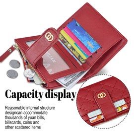 SUNAVY® Women's Mini Purse Small Many Compartments with 8 Card Slots and Coin Pocket Small Purse Women's Leather RFID Protection Purse Women's Small, Small Brown, Casual