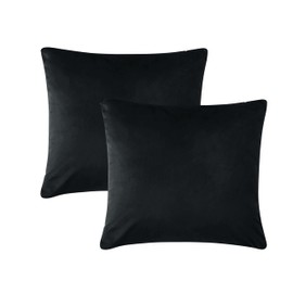 Oxford Homeware Velvet Cushion Covers 45 x 45 cm 2 Pack Square Throw Pillow Cases Decorative Black Cushion Cover for Sofa Bedroom Living Room with Invisible Zipper (18 x 18 Inch)