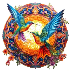 Jigfoxy Wooden Puzzles for Adult, Hummingbird Wooden Jigsaw Puzzles, Unique Animal Shape Puzzles, Christmas Thanksgiving Gifts for Family Friend(L-13.8 * 13.8in-300psc)