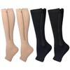 2 Pairs of Open Socks with Zip, Toeless Support Socks,