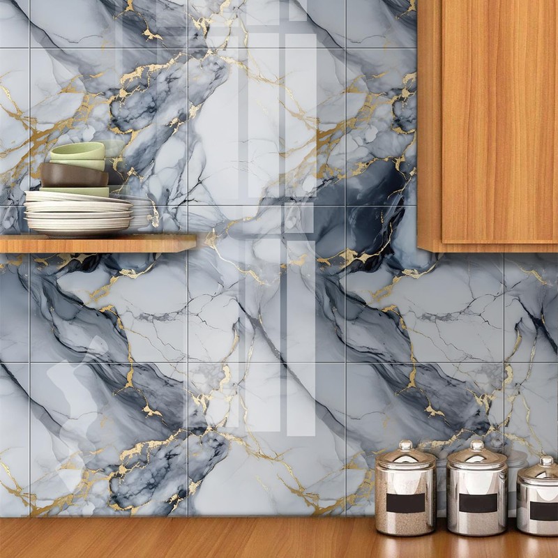 Chejiaye Thick 22pcs Marble Peel and Stick Backsplash Surface Waterproof