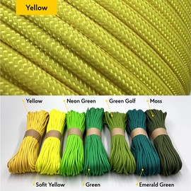 EdcX Paracord 4mm, 35+ Solid Colors (10m, 15m, 30m, 50m, 100m, 300m) | Ideal for Crafting, DIY, Camping, Survival, Outdoor | 100% Nylon Rope 4mm | Tactical Cord 550 Type III (Yellow, 10 m)